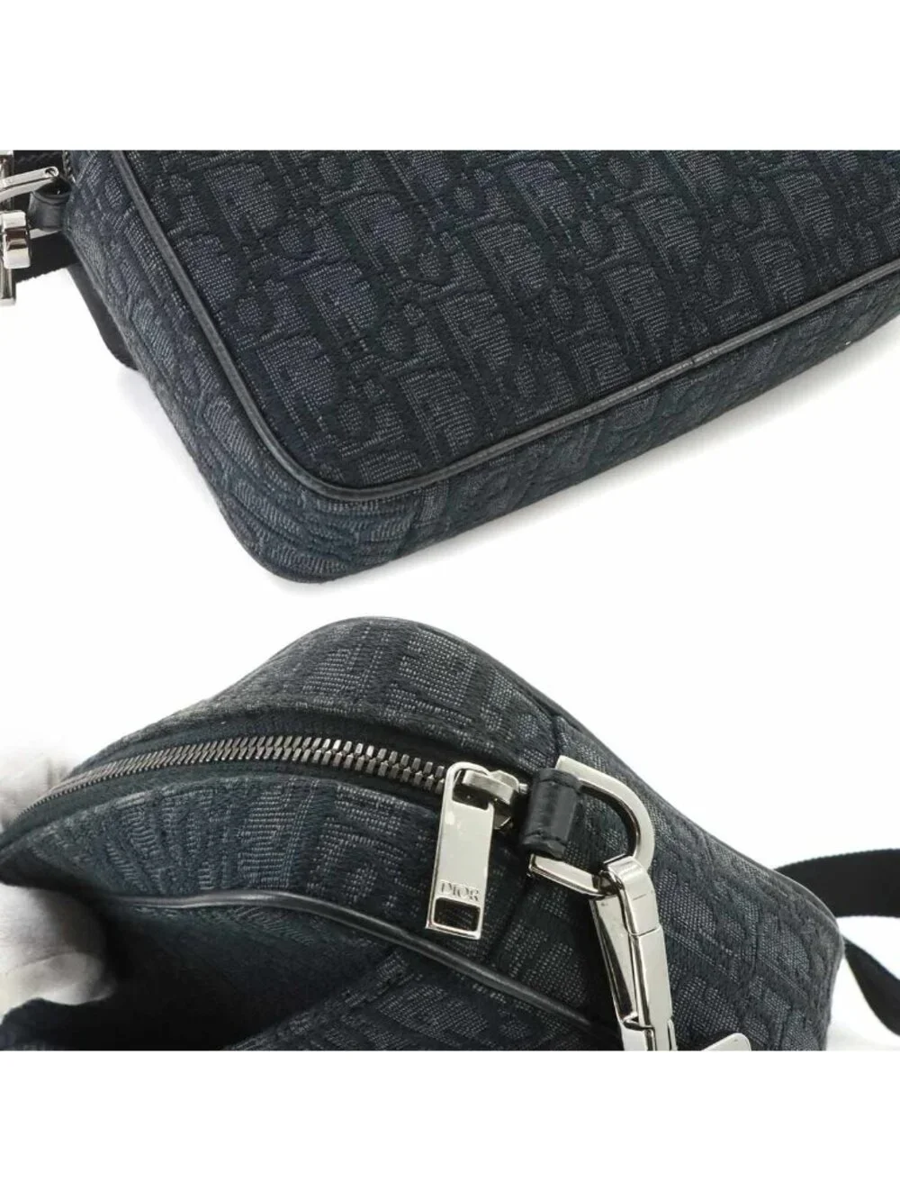 Dior Oblique Safari Shoulder Bag Canvas Leather Black